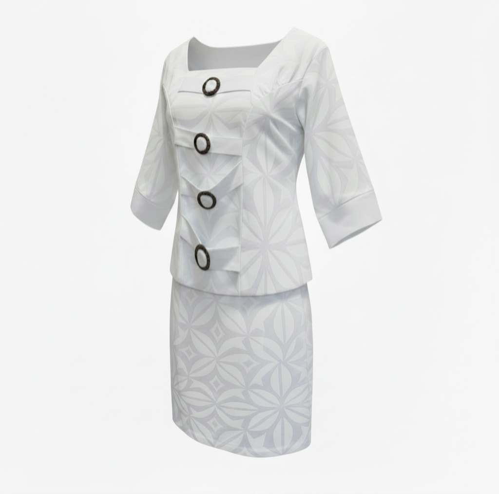 (Size 22) Hand-Painted White Puletasi