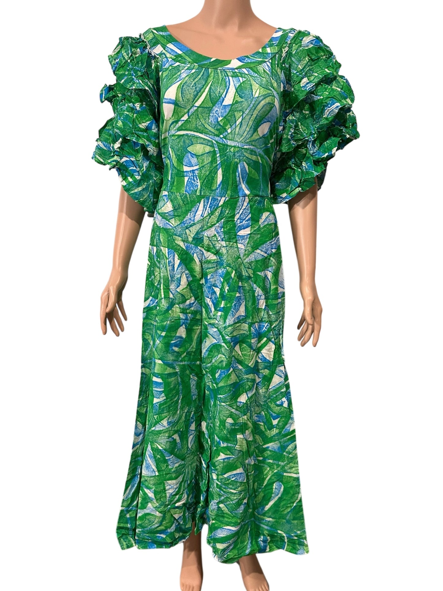 (Size 20) Hand-Painted Triple-Flare Sleeved Dress