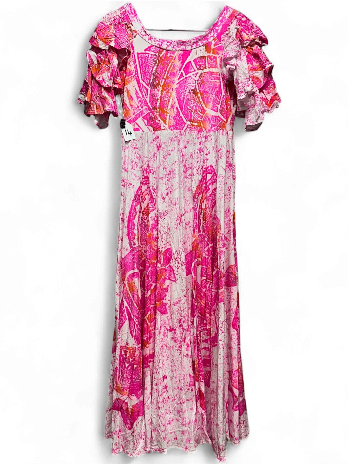 Hand-Painted Triple-Flare Sleeved Dress