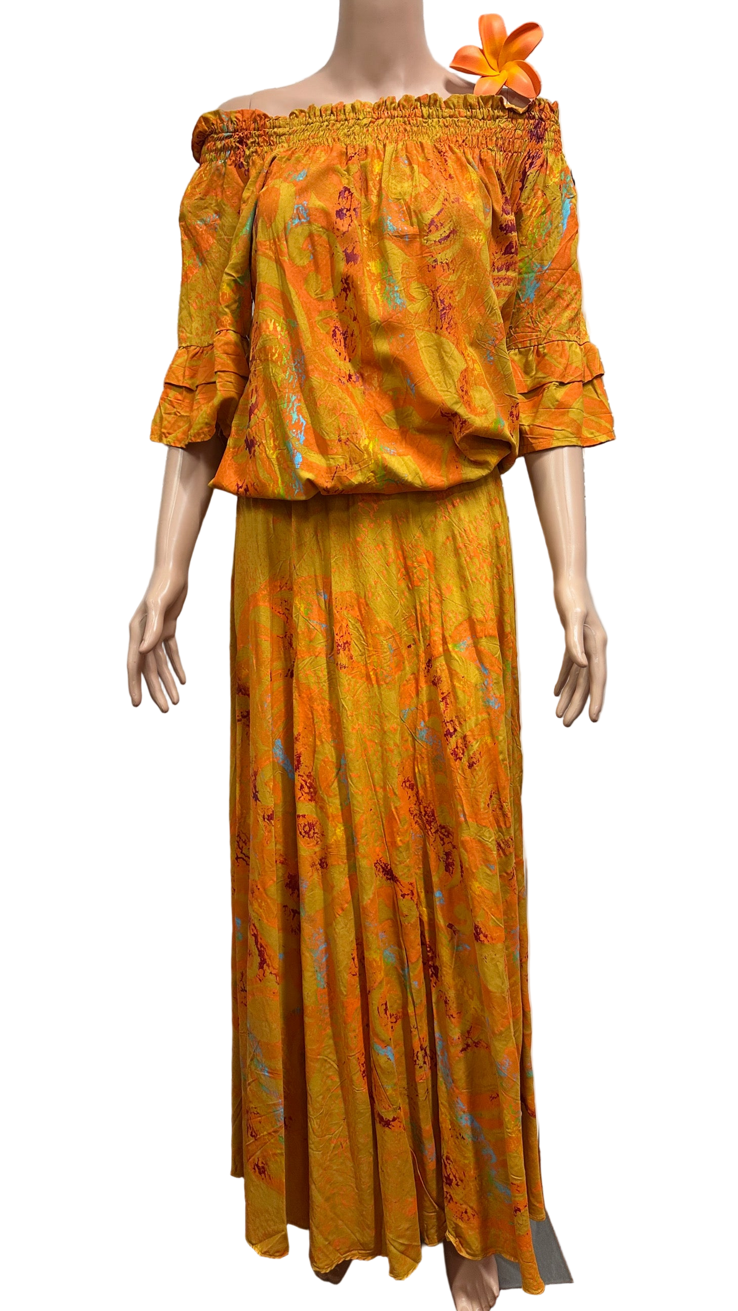 (Size 14) Hand-Painted Waist-band Dress