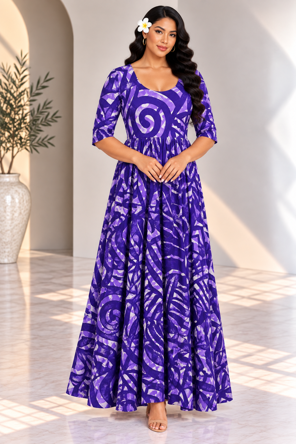 (Size 12) Hand-Painted A-Line Dress