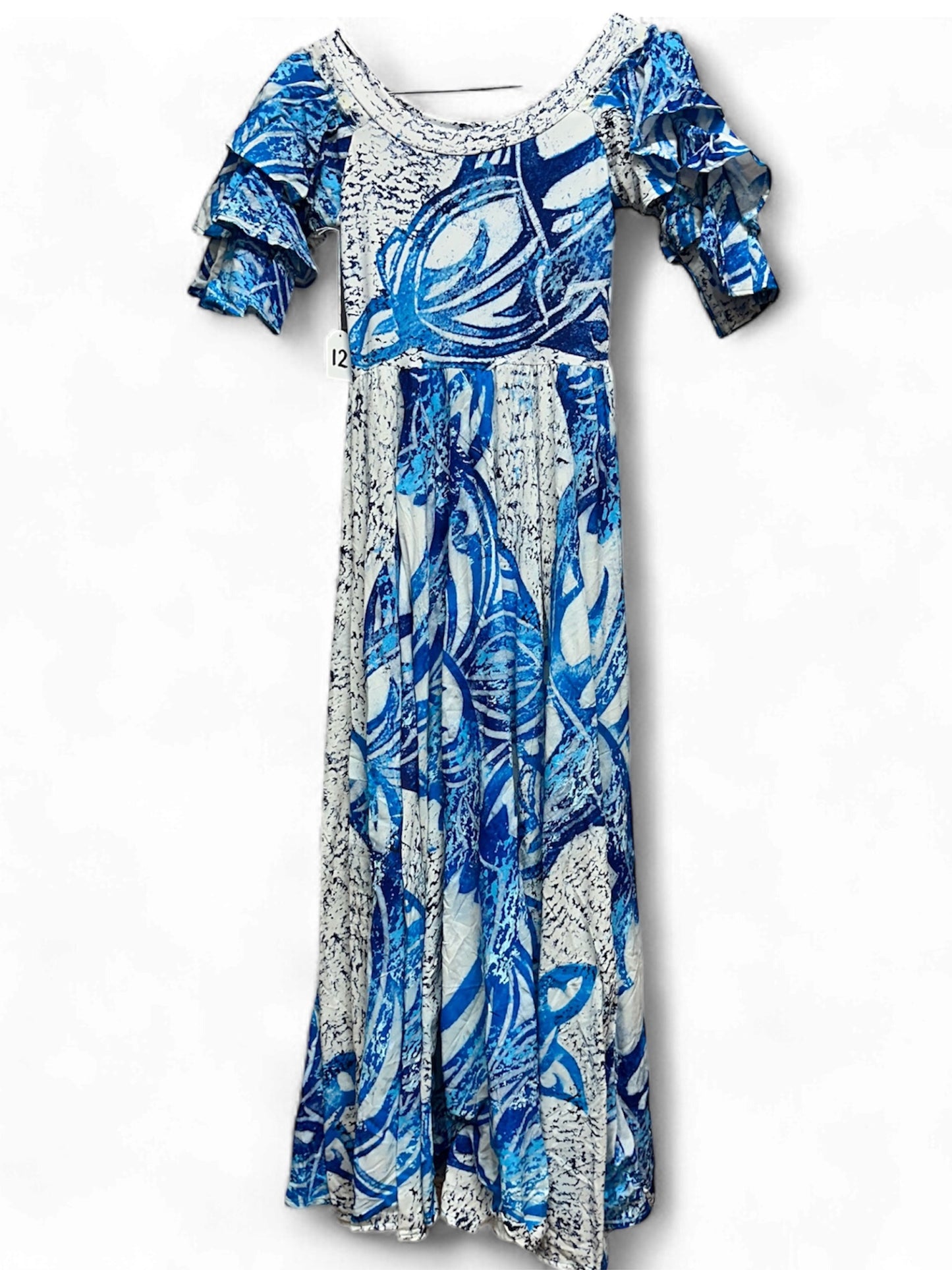 Hand-Painted Triple-Flare Sleeved Dress