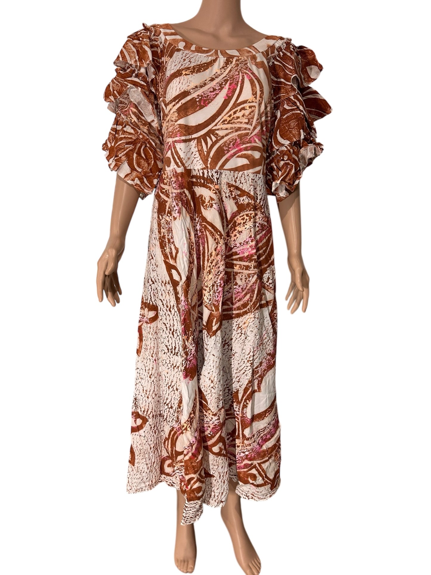 (Size 26) Hand-Painted Triple-Flare Sleeved Dress