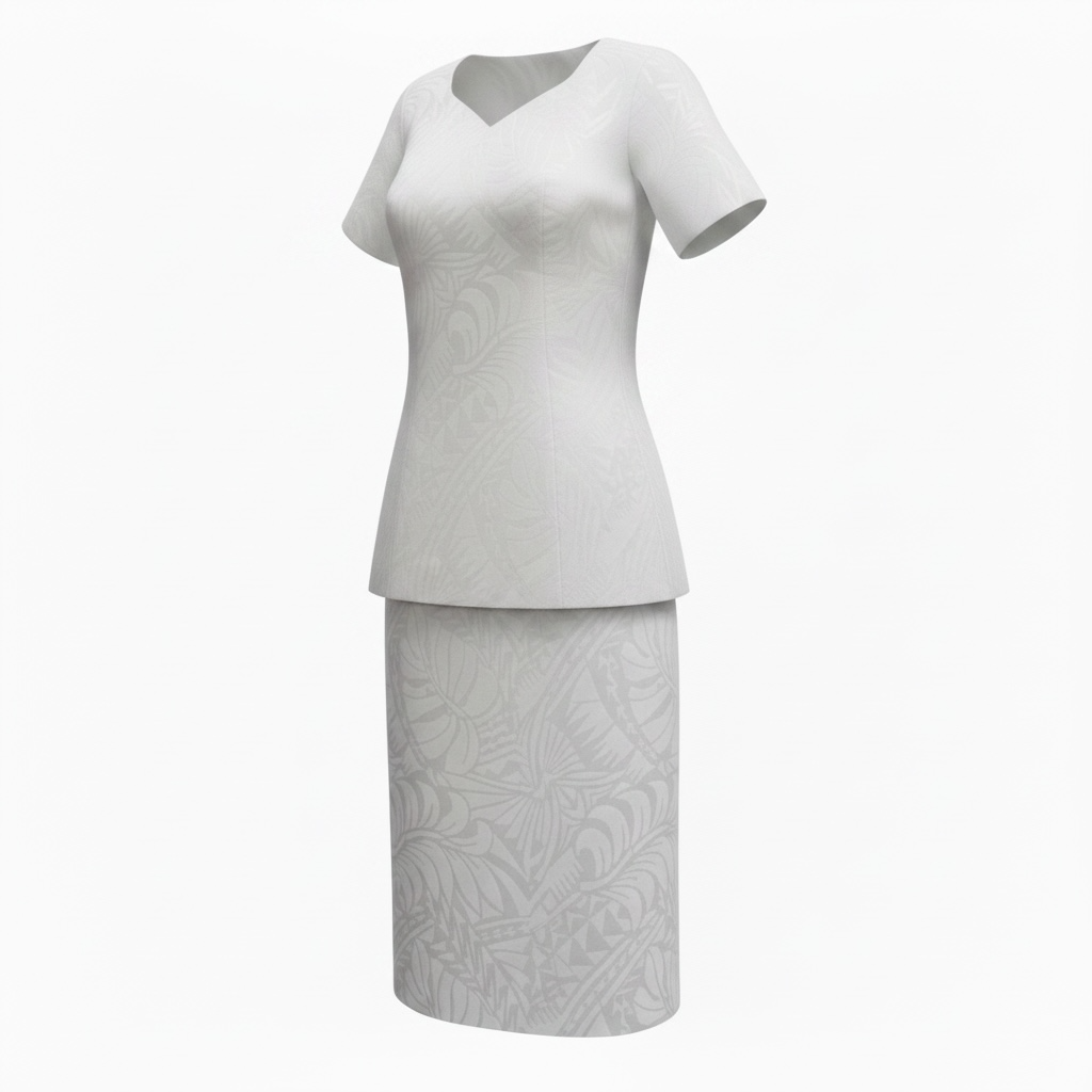 (Size 20) Hand-Painted White Puletasi