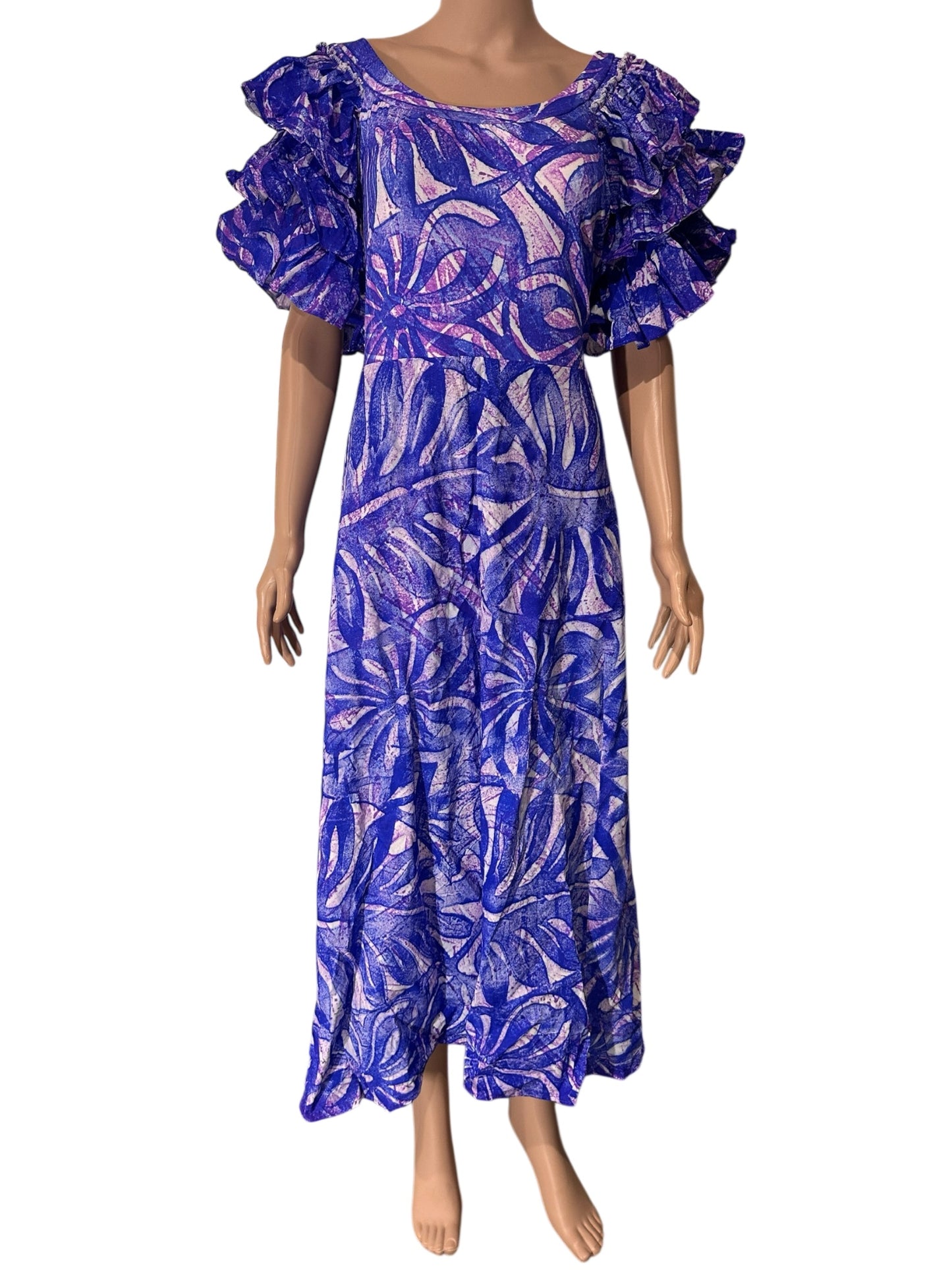 (Size 26) Hand-Painted Triple-Flare Sleeved Dress