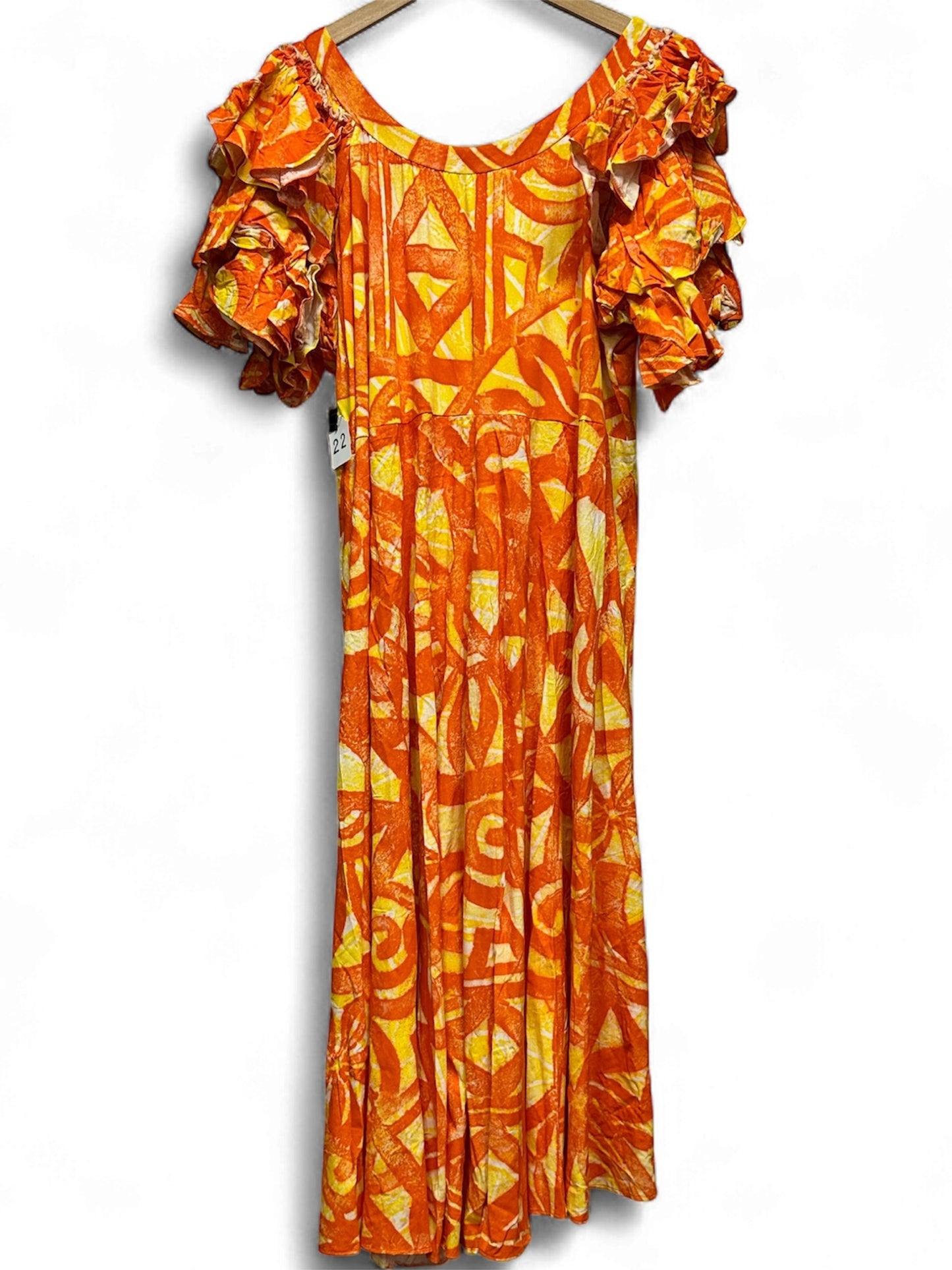 Hand-Painted Triple-Flare Sleeved Dress