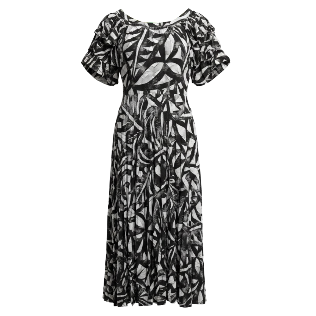 (Size 22) Hand-Painted Triple-Flare Sleeved Dress