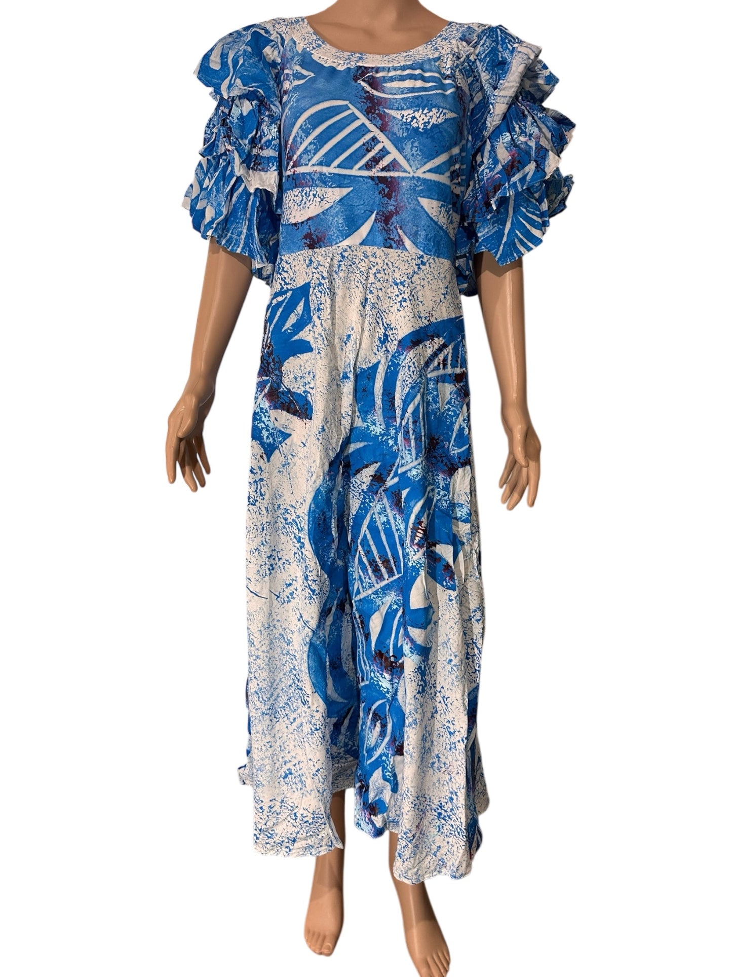 (Size 24) Hand-Painted Triple-Flare Sleeved Dress