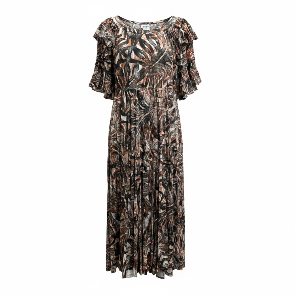 (Size 26) Hand-Painted Triple-Flare Sleeved Dress