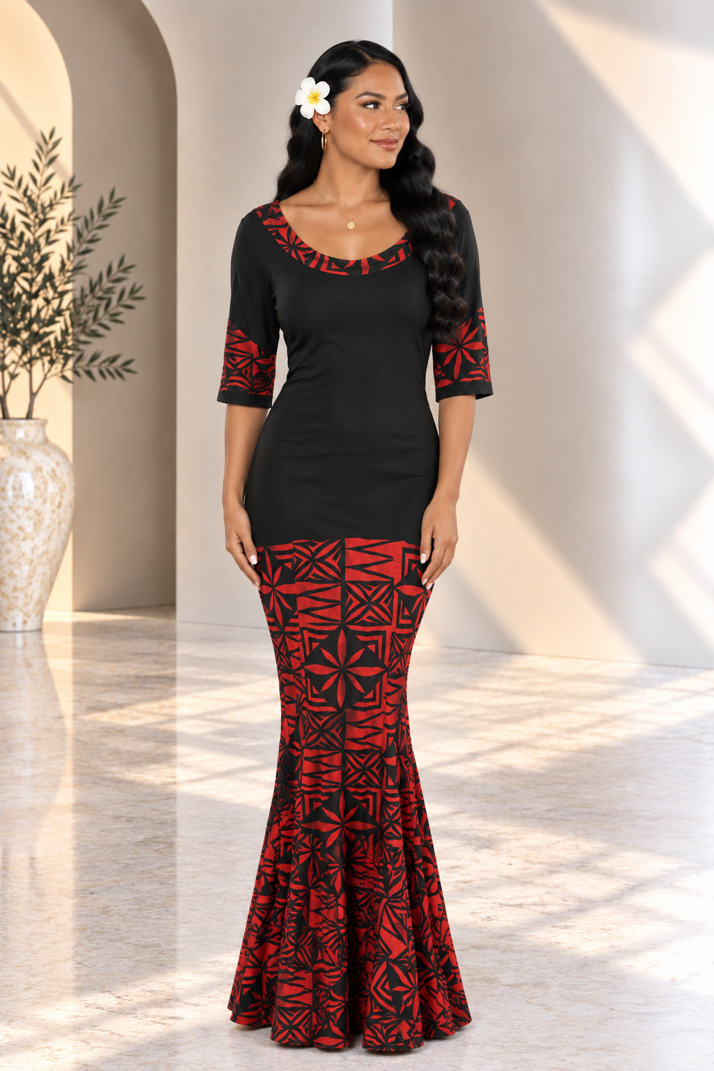 Hand-Painted Black Mermaid Dress (Size 20)