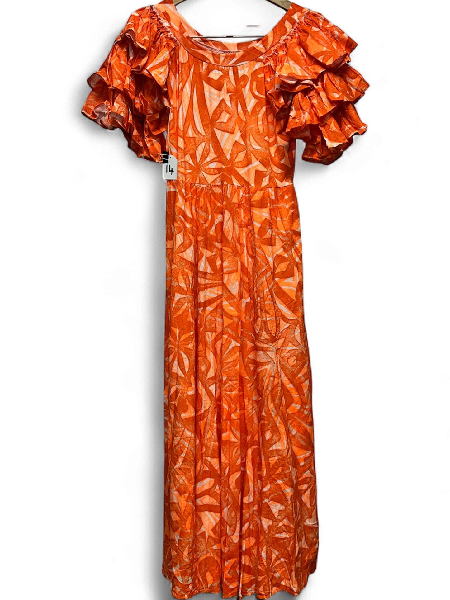 Hand-Painted Triple-Flare Sleeved Dress