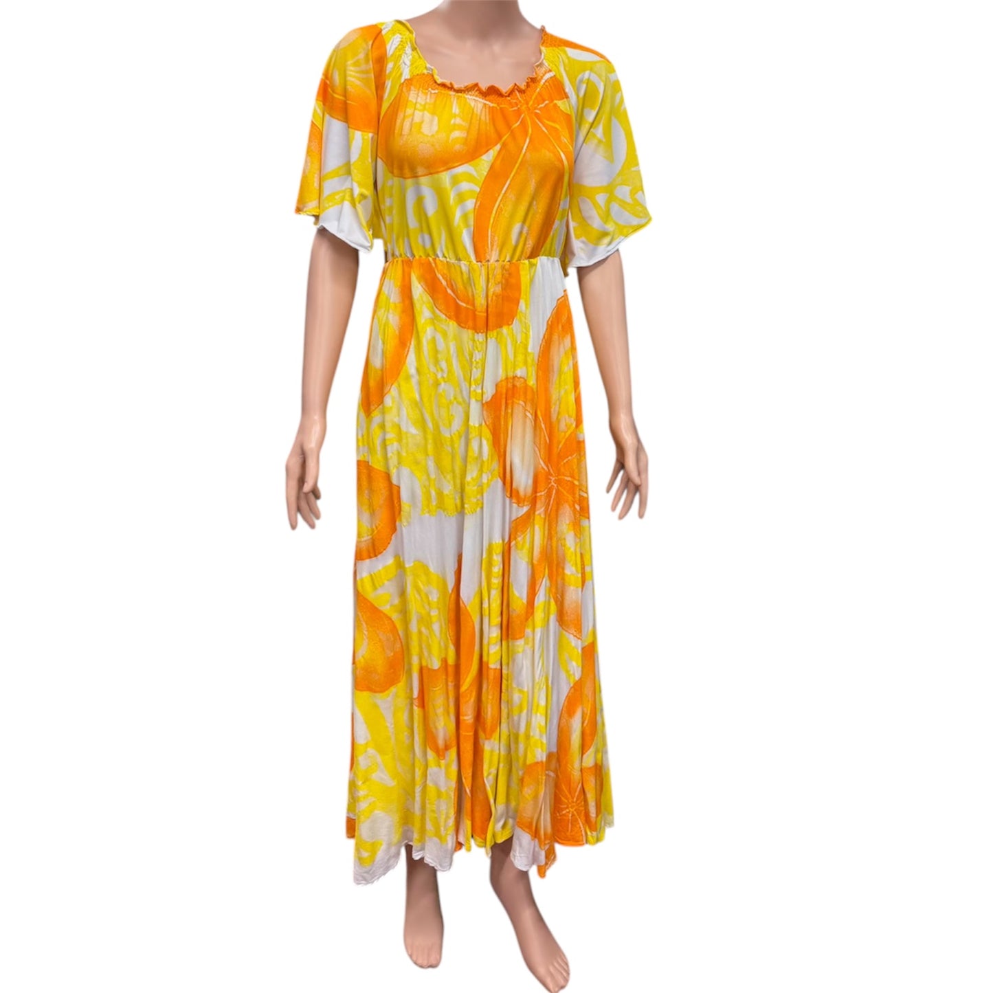 (Size 20) Hand-painted Petal Sleeves Dress