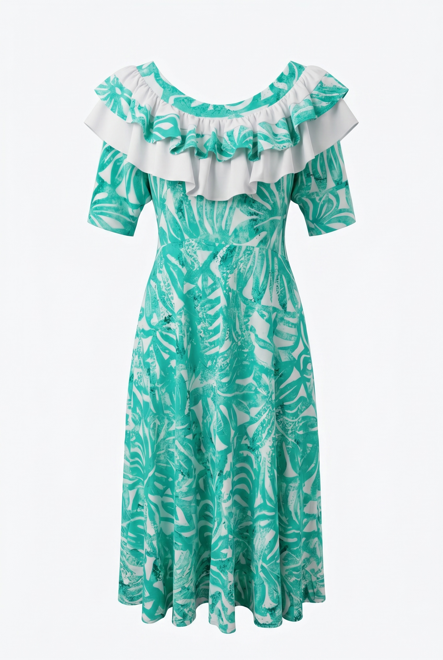(Size 26) Hand-Painted Frilled-Neck Dress