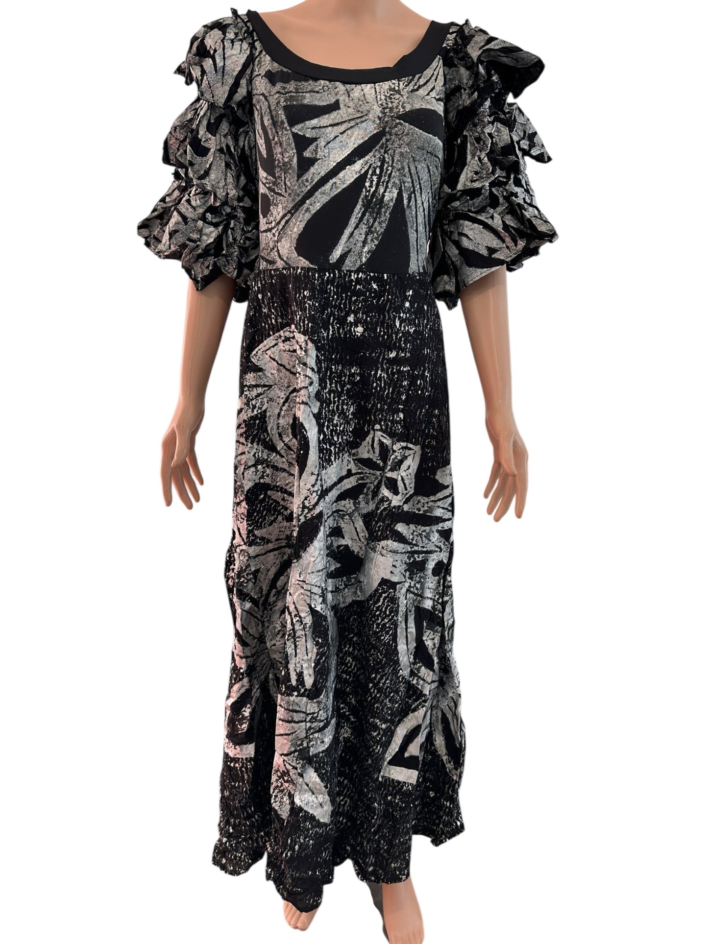 (Size 24) Hand-Painted Triple-Flare Sleeved Dress