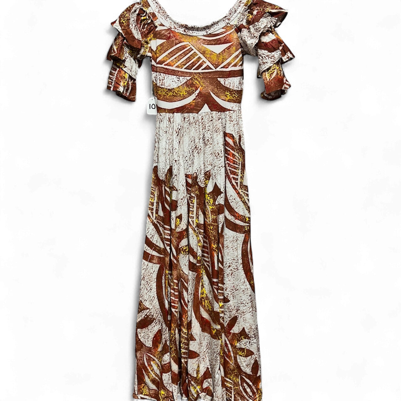 Hand-Painted Triple-Flare Sleeved Dress