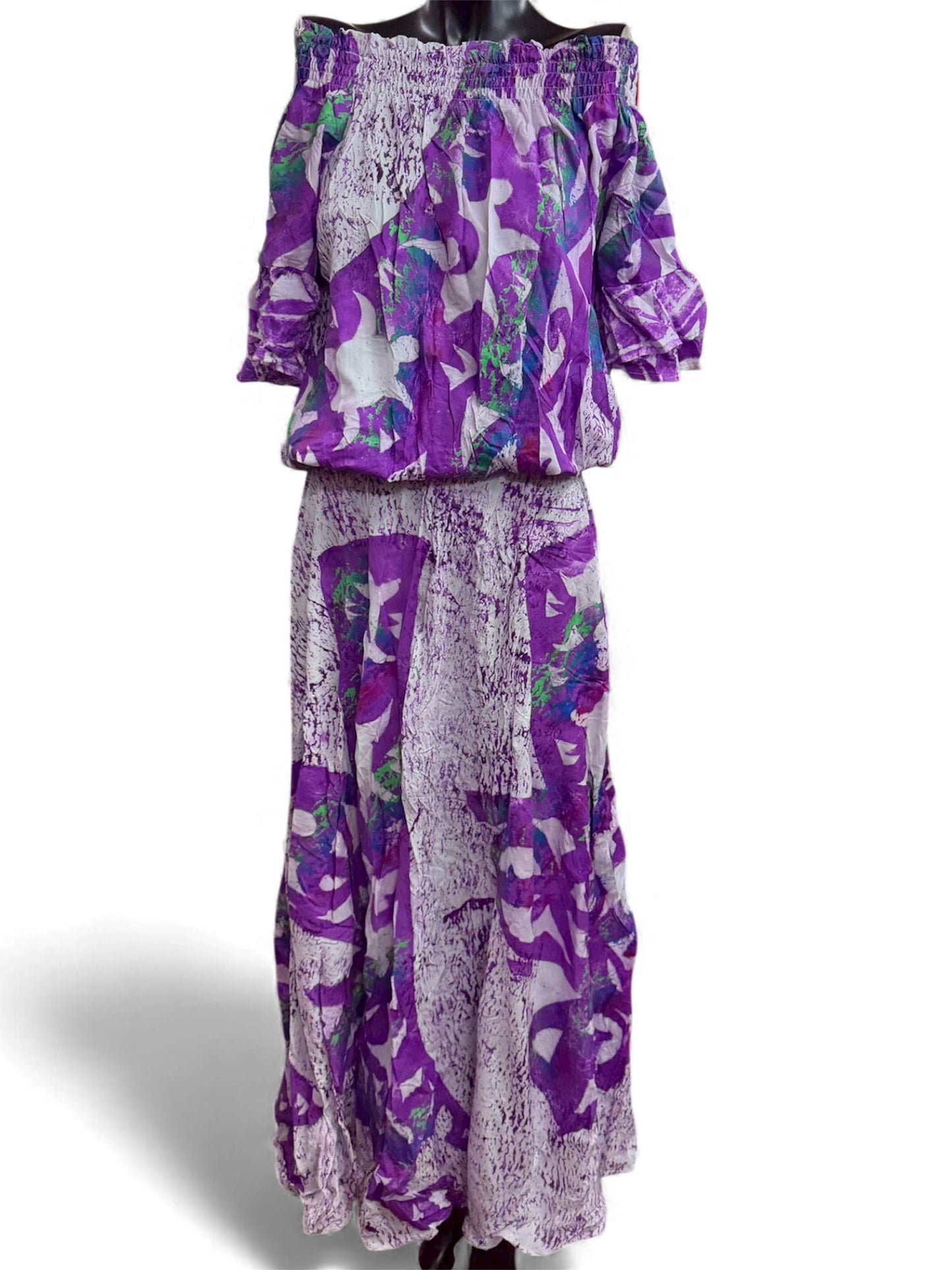 (Size 14) Hand-Painted Waist-band Dress