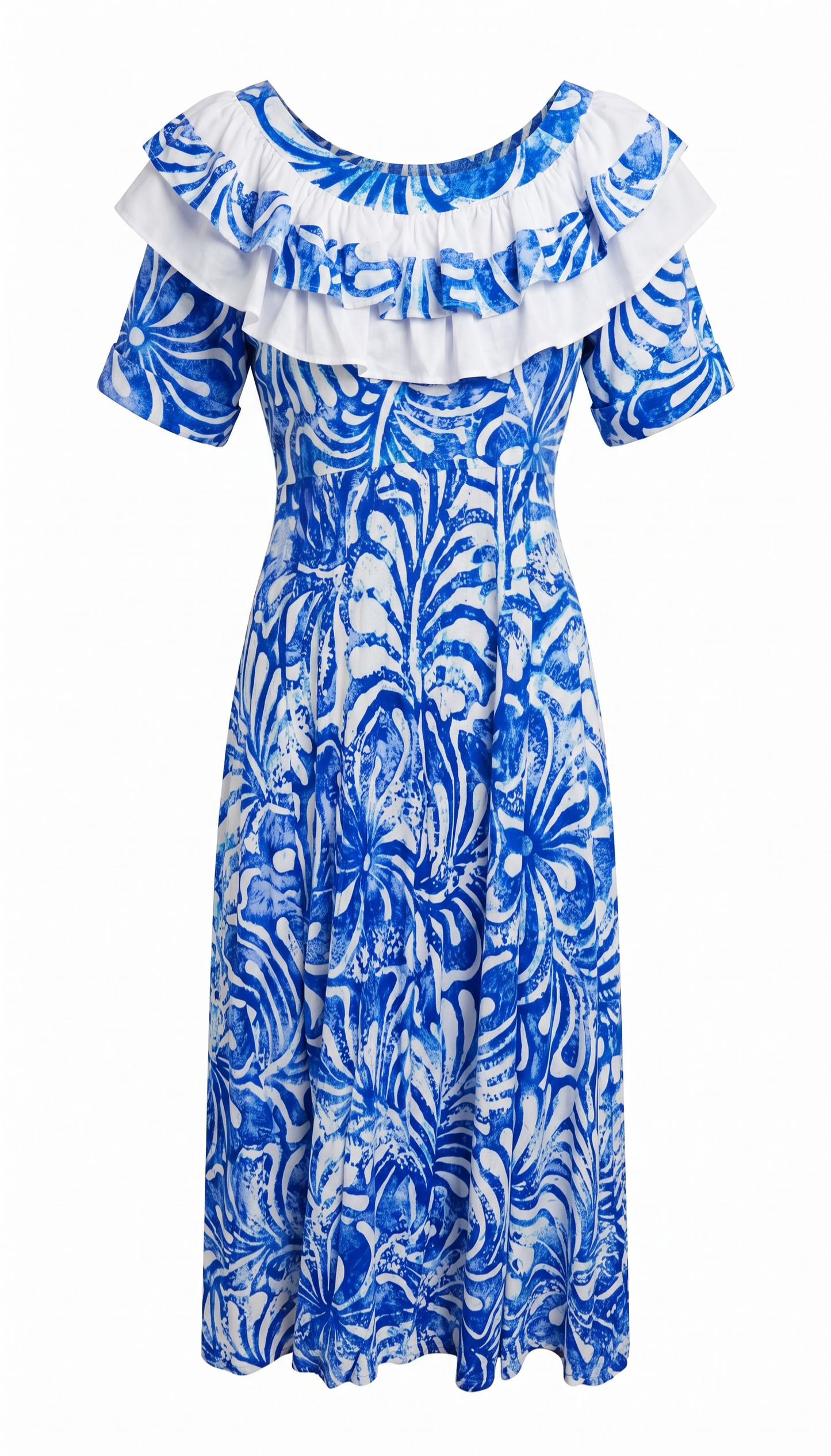 (Size 26) Hand-Painted Frilled-Neck Dress