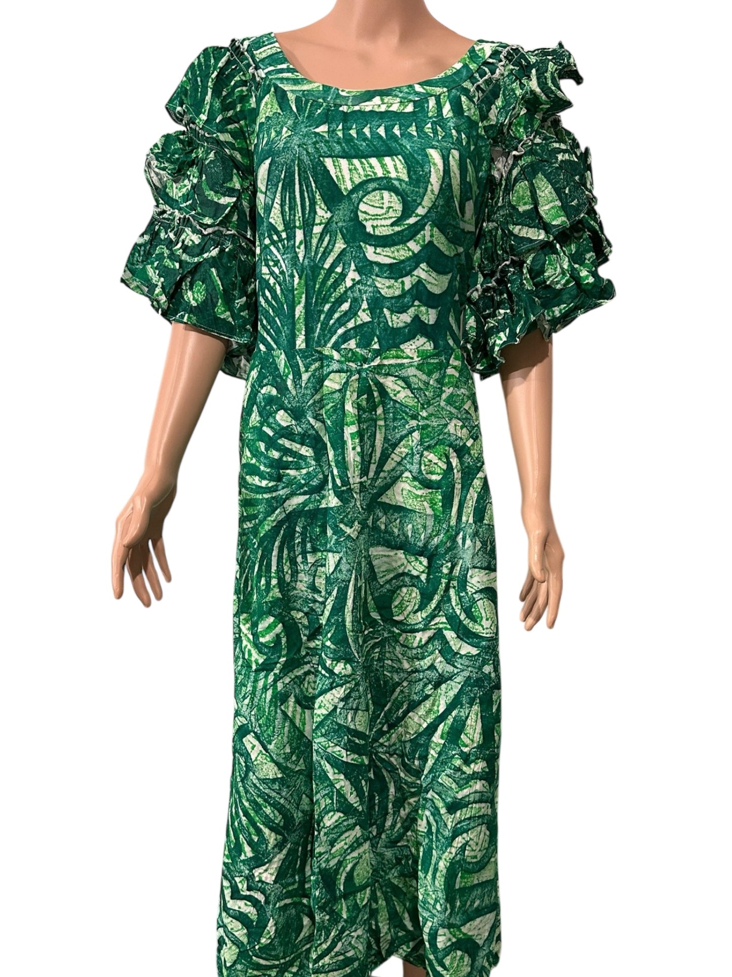 (Size 26) Hand-Painted Triple-Flare Sleeved Dress