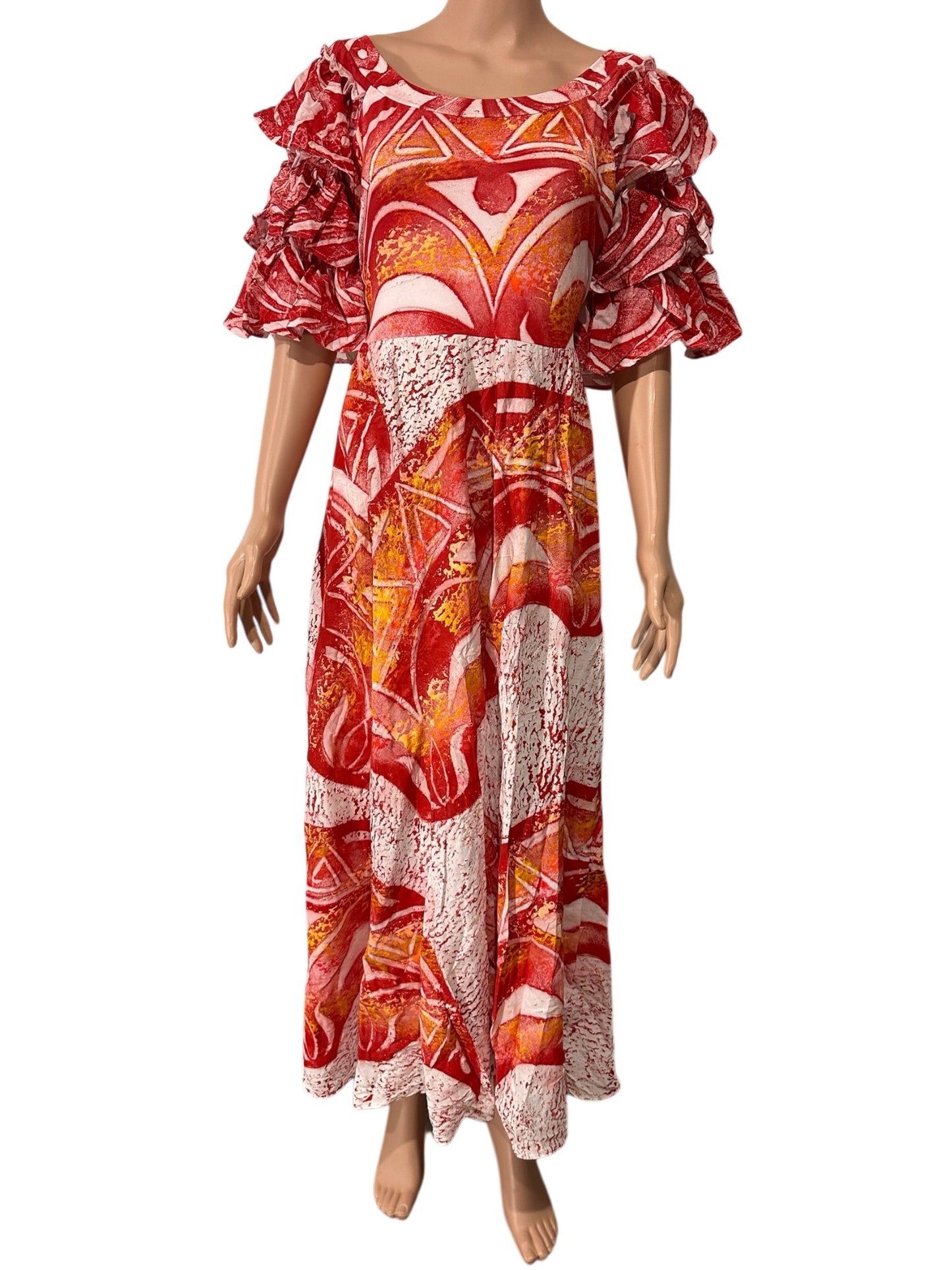 (Size 18) Hand-Painted Triple-Flare Sleeved Dress