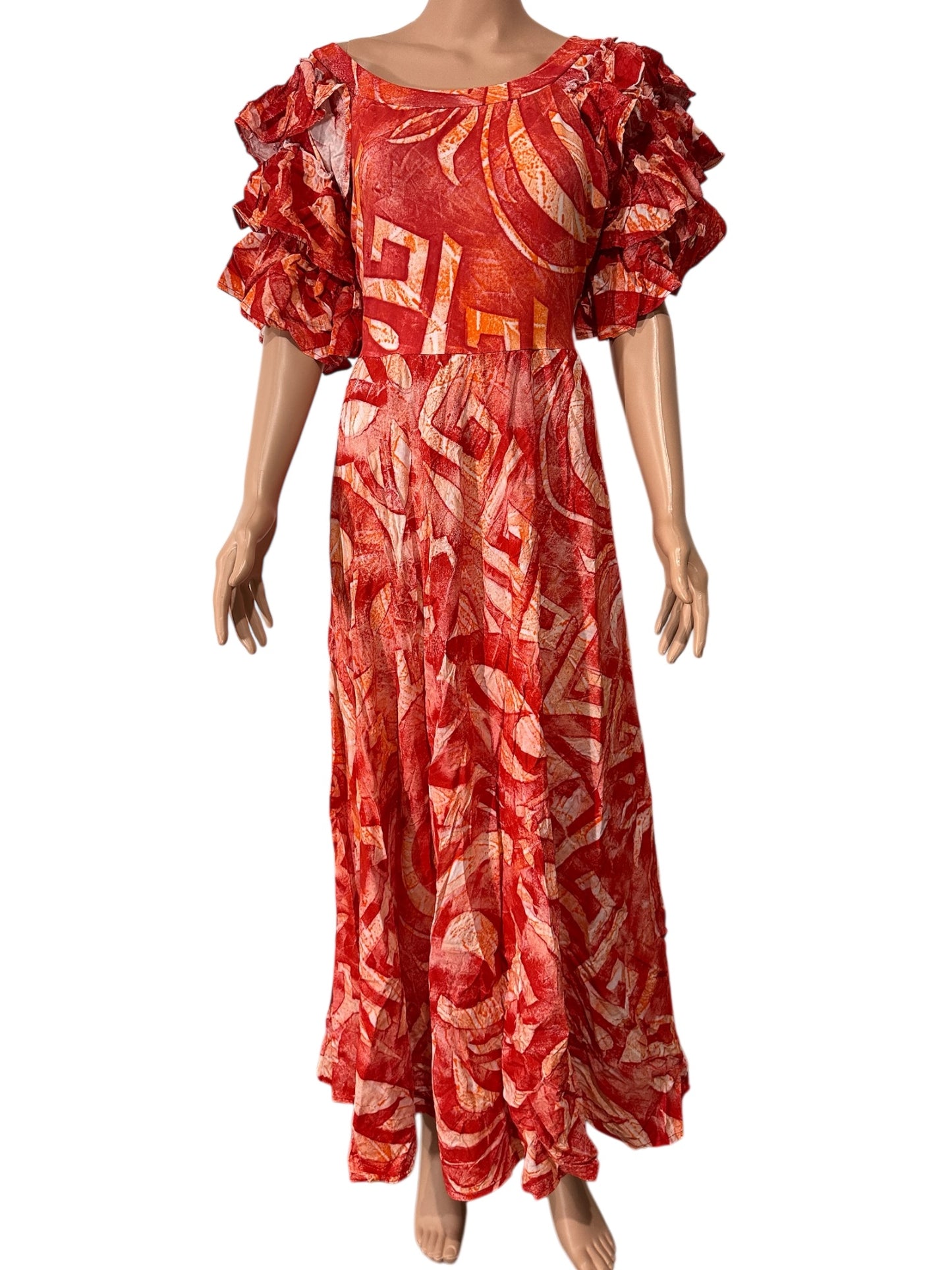 (Size 18) Hand-Painted Triple-Flare Sleeved Dress