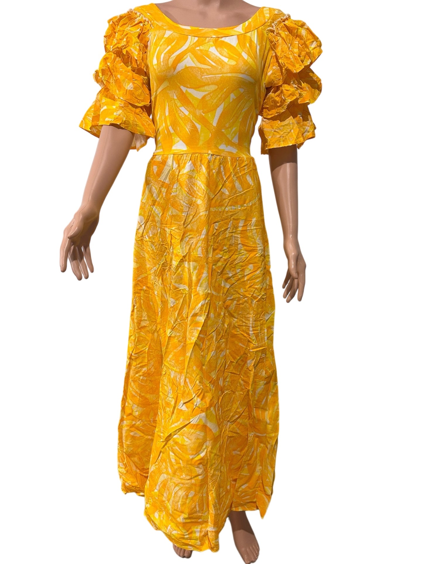 (Size 16) Hand-Painted Triple-Flare Sleeved Dress