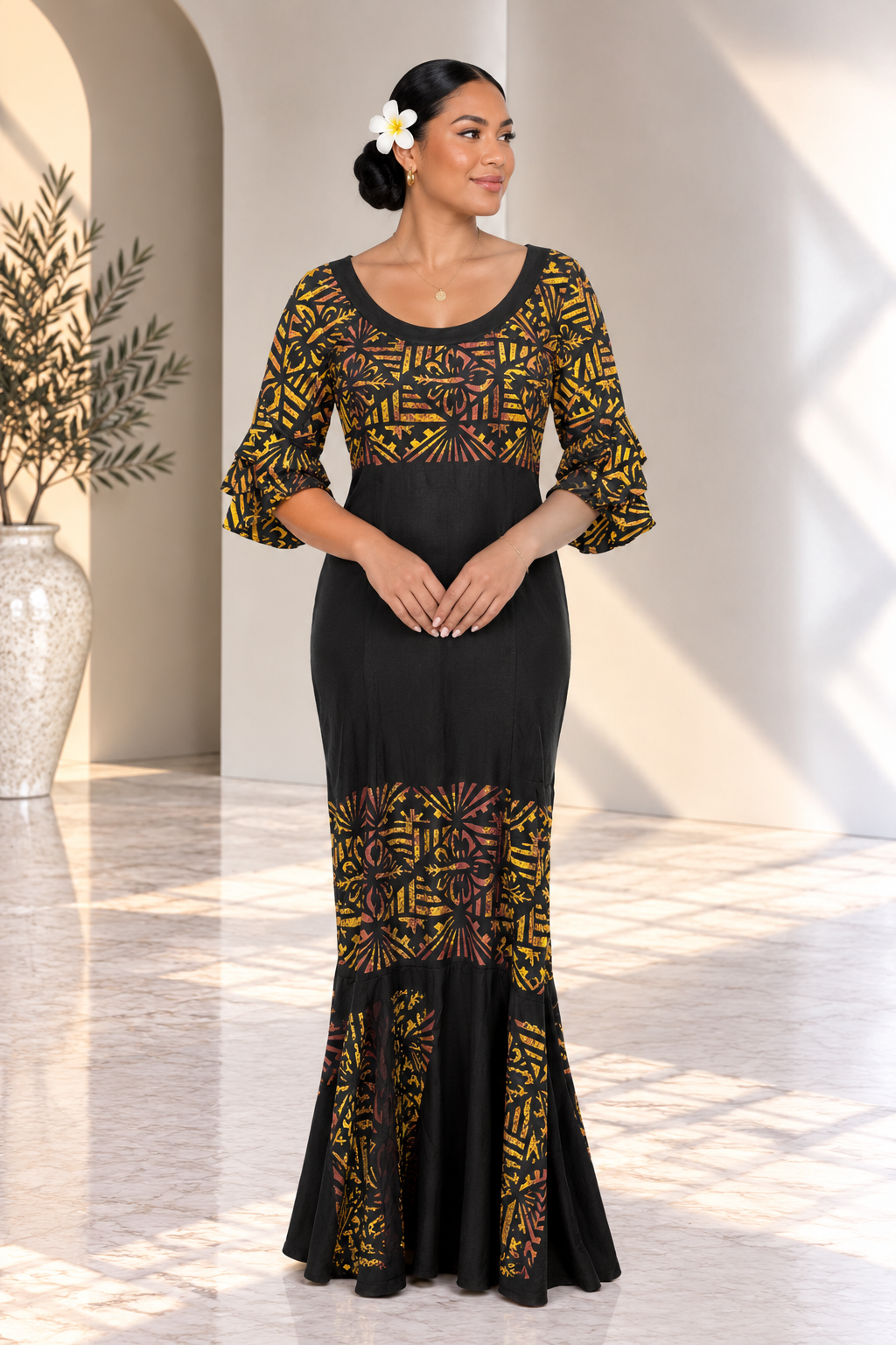 Hand-Painted Black Mermaid Dress (Size 24)