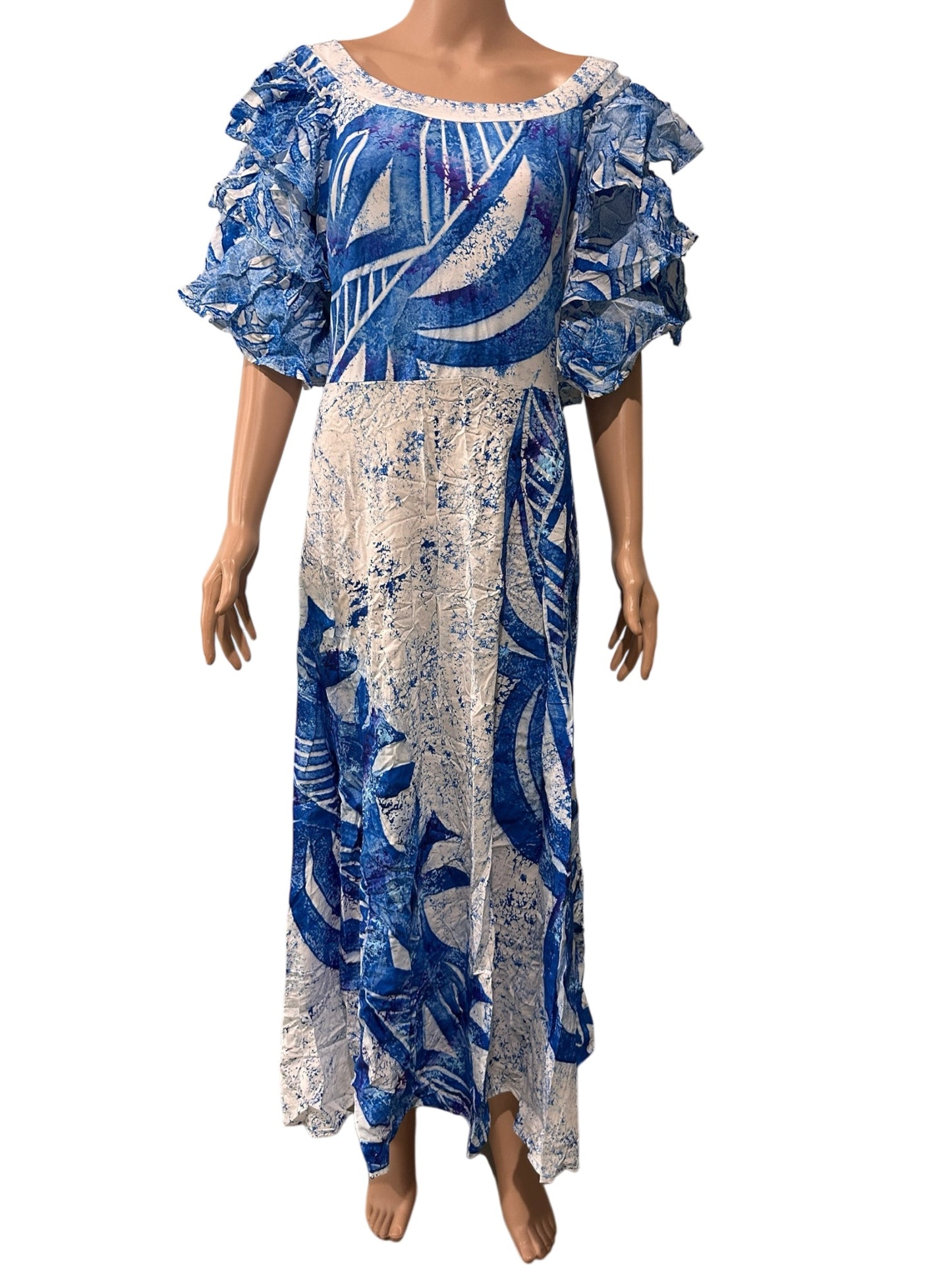 (Size 22) Hand-Painted Triple-Flare Sleeved Dress