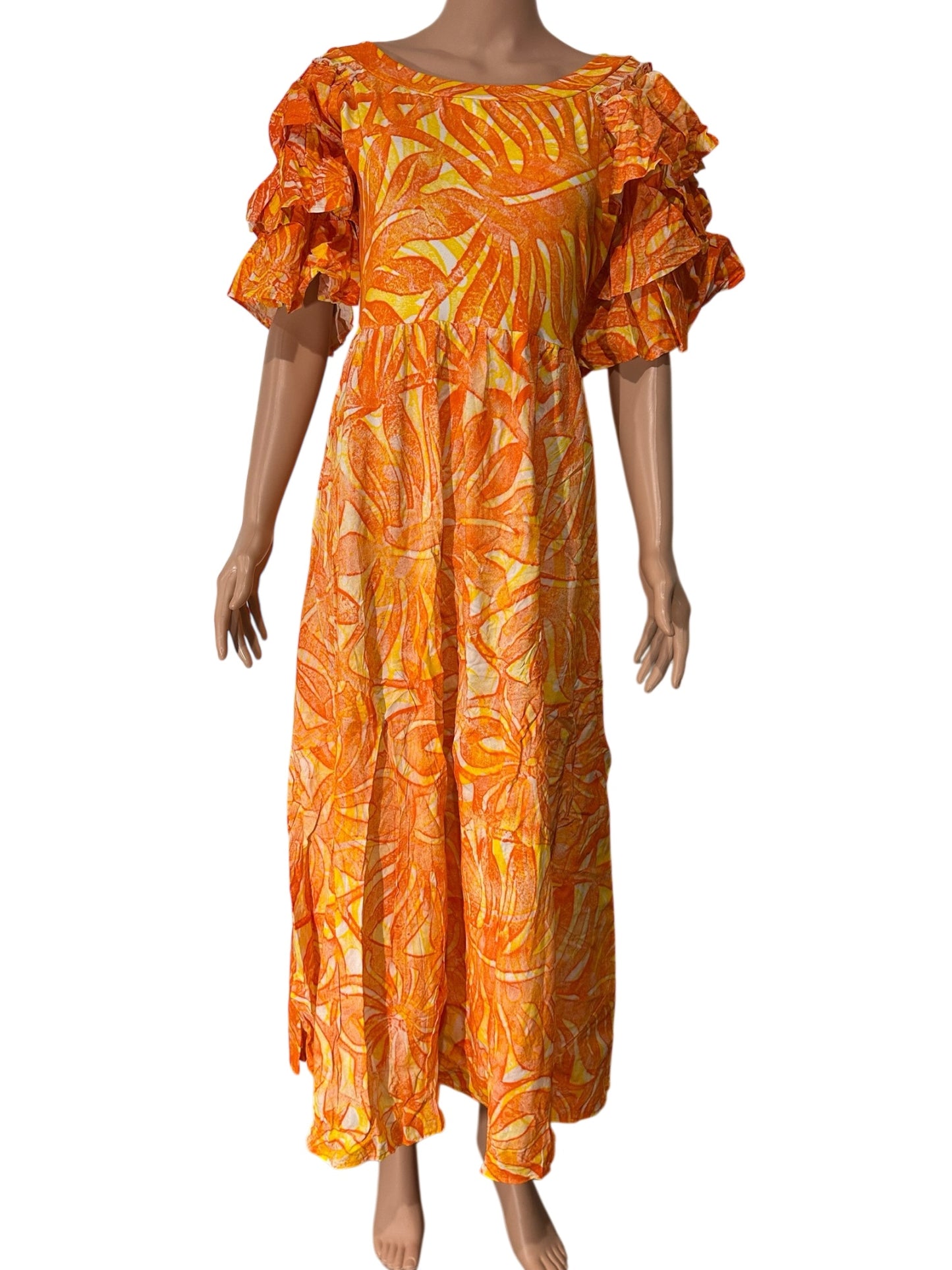 (Size 16) Hand-Painted Triple-Flare Sleeved Dress