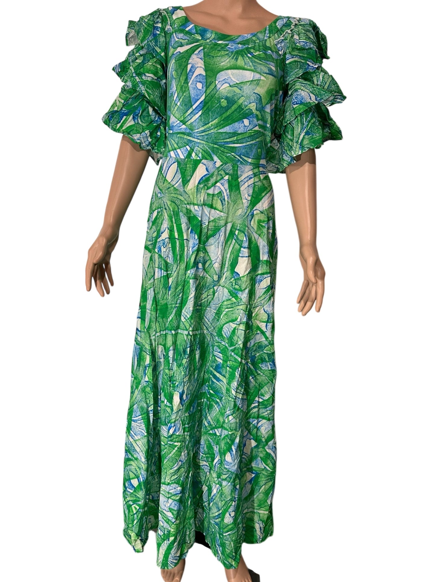 (Size 26) Hand-Painted Triple-Flare Sleeved Dress