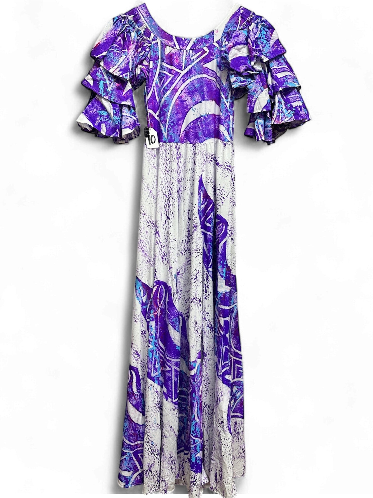 Hand-Painted Triple-Flare Sleeved Dress
