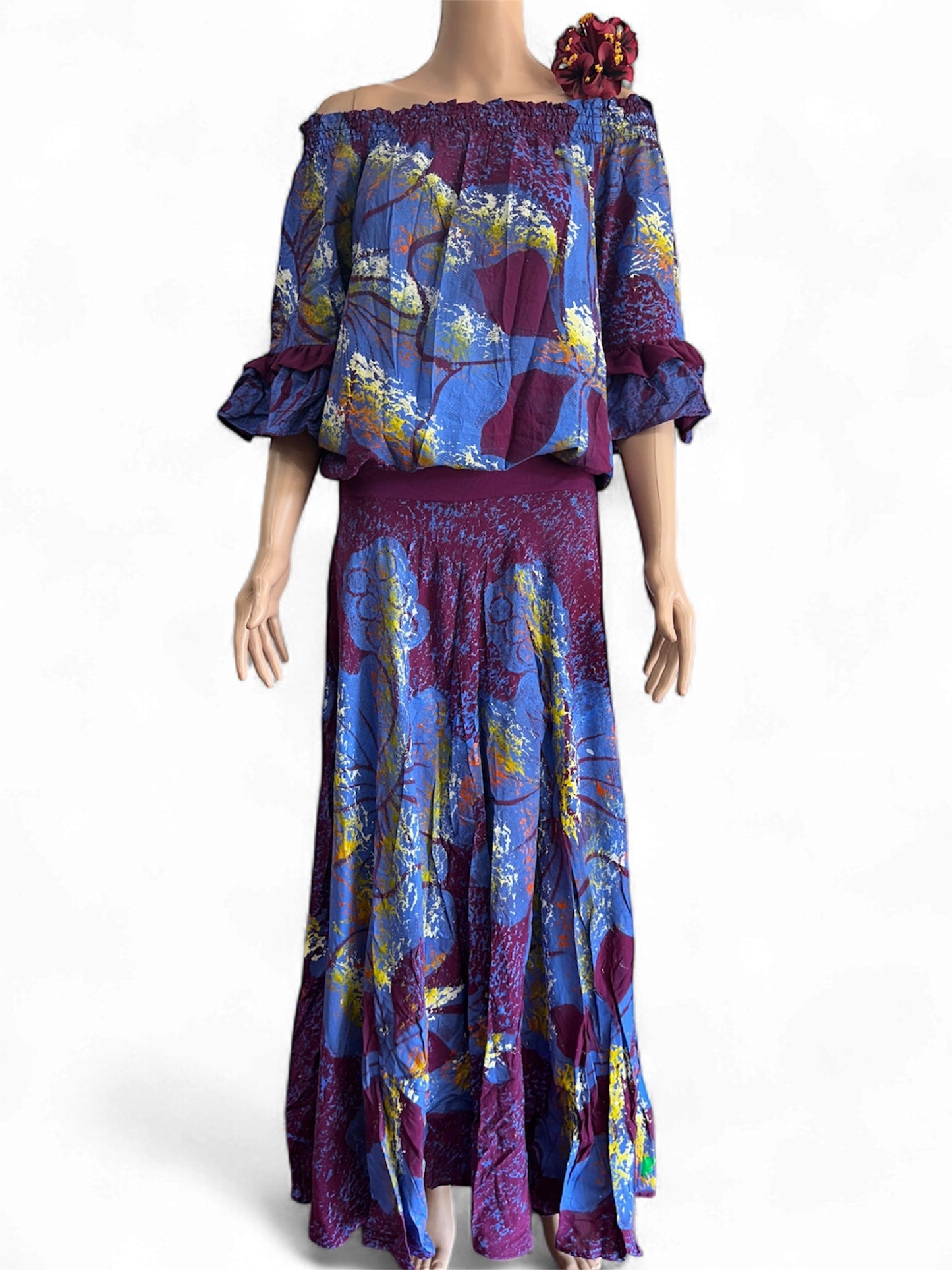 (Size 14) Hand-Painted Waist-band Dress