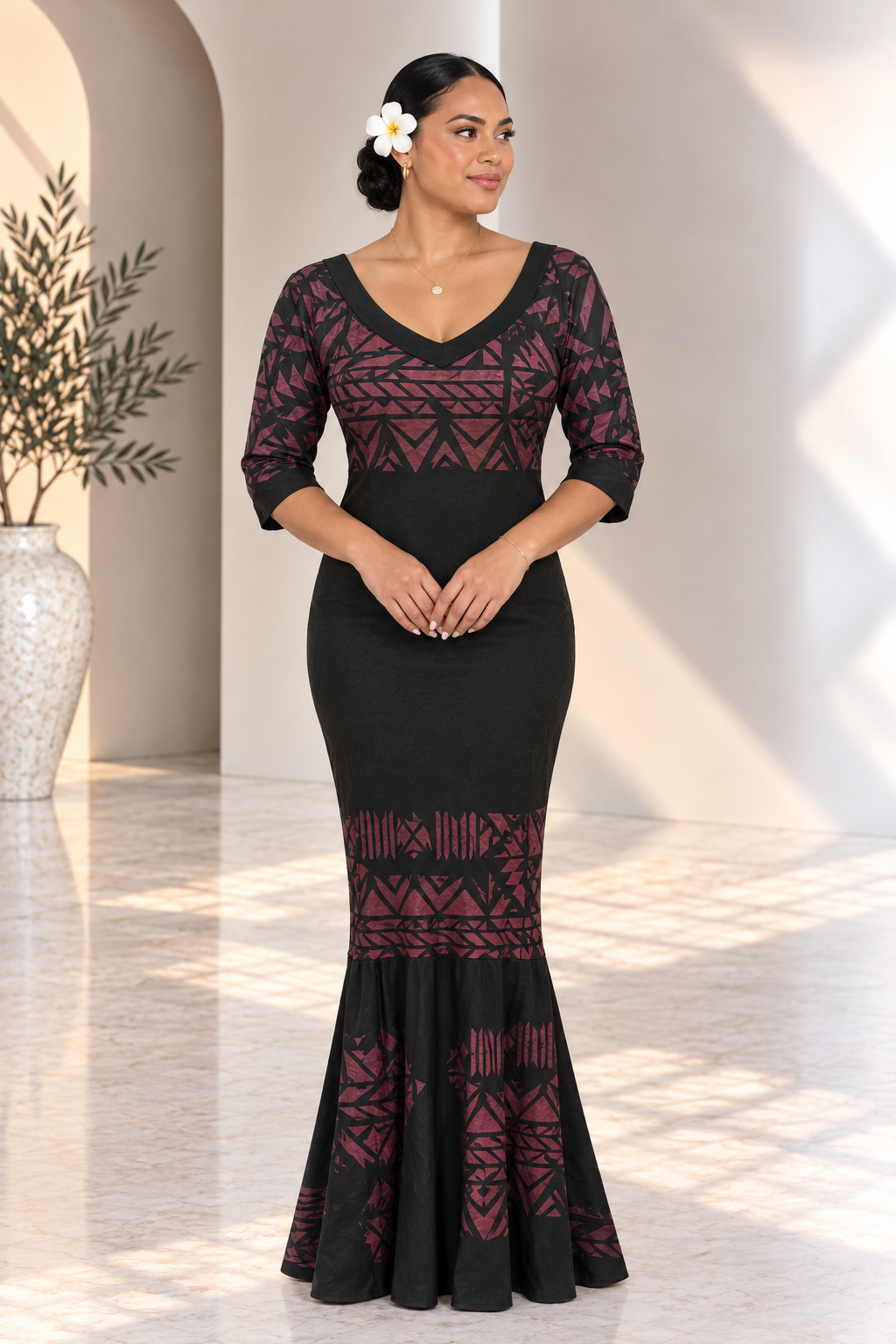 Hand-Painted Black Mermaid Dress (Size 12)