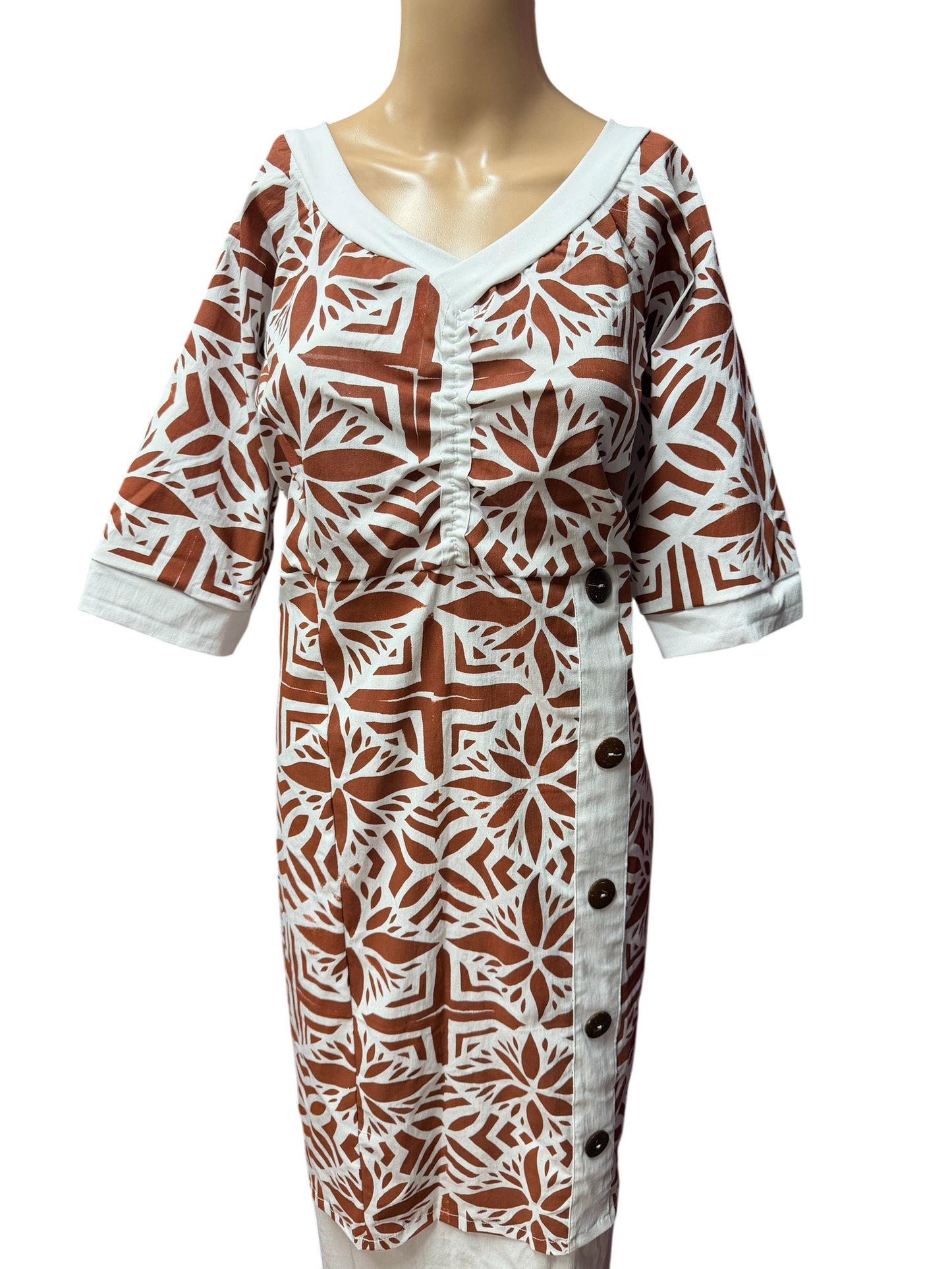 (Size 20) Hand-Painted White Puletasi