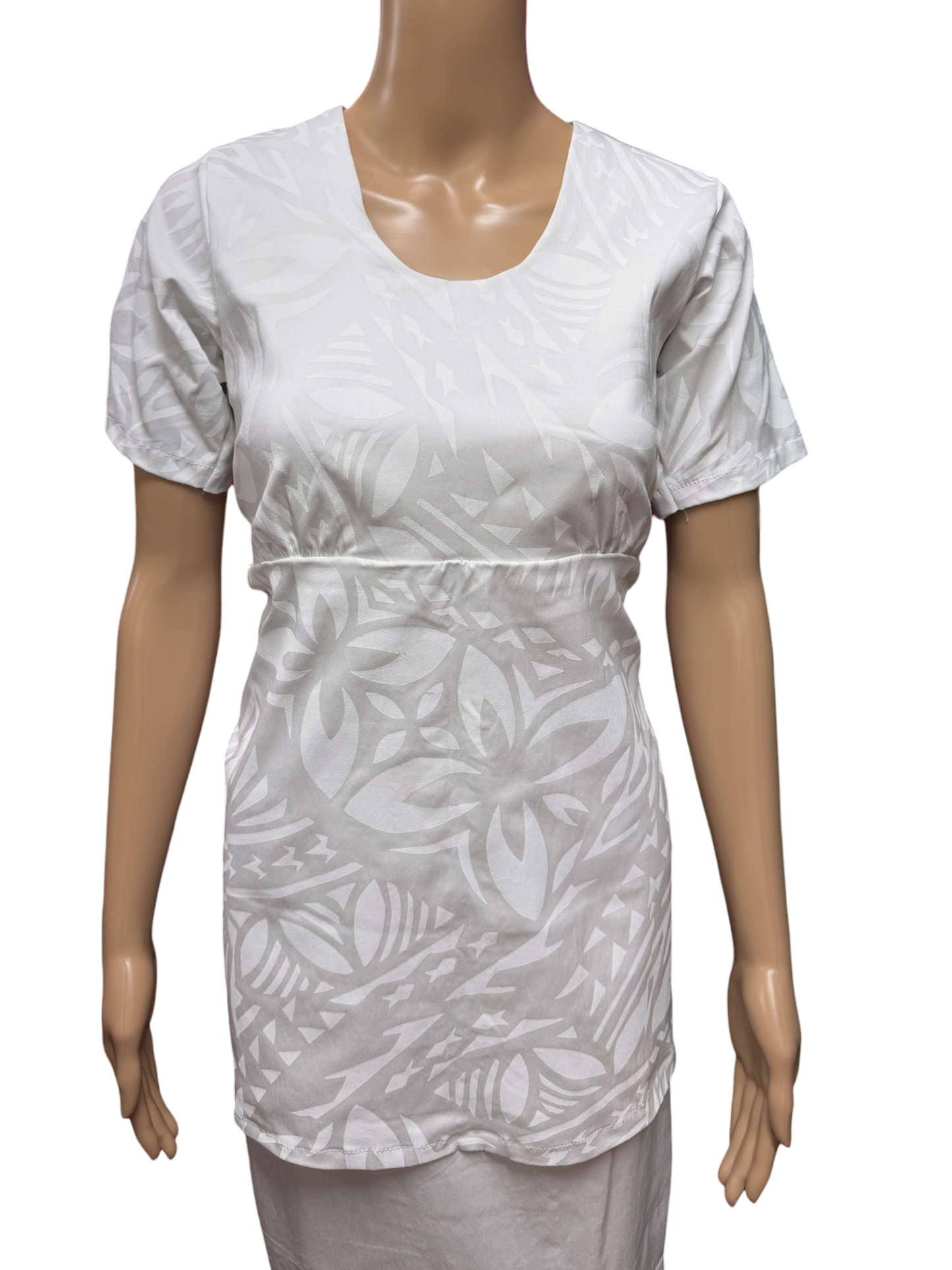 (Size 12) Hand-Painted White Puletasi