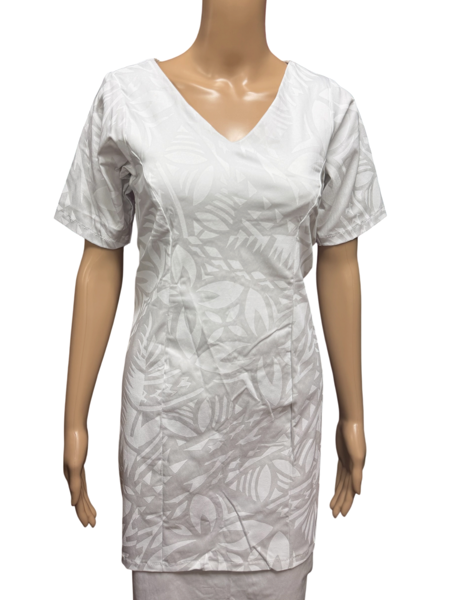 (Size 14) Hand-Painted White Puletasi