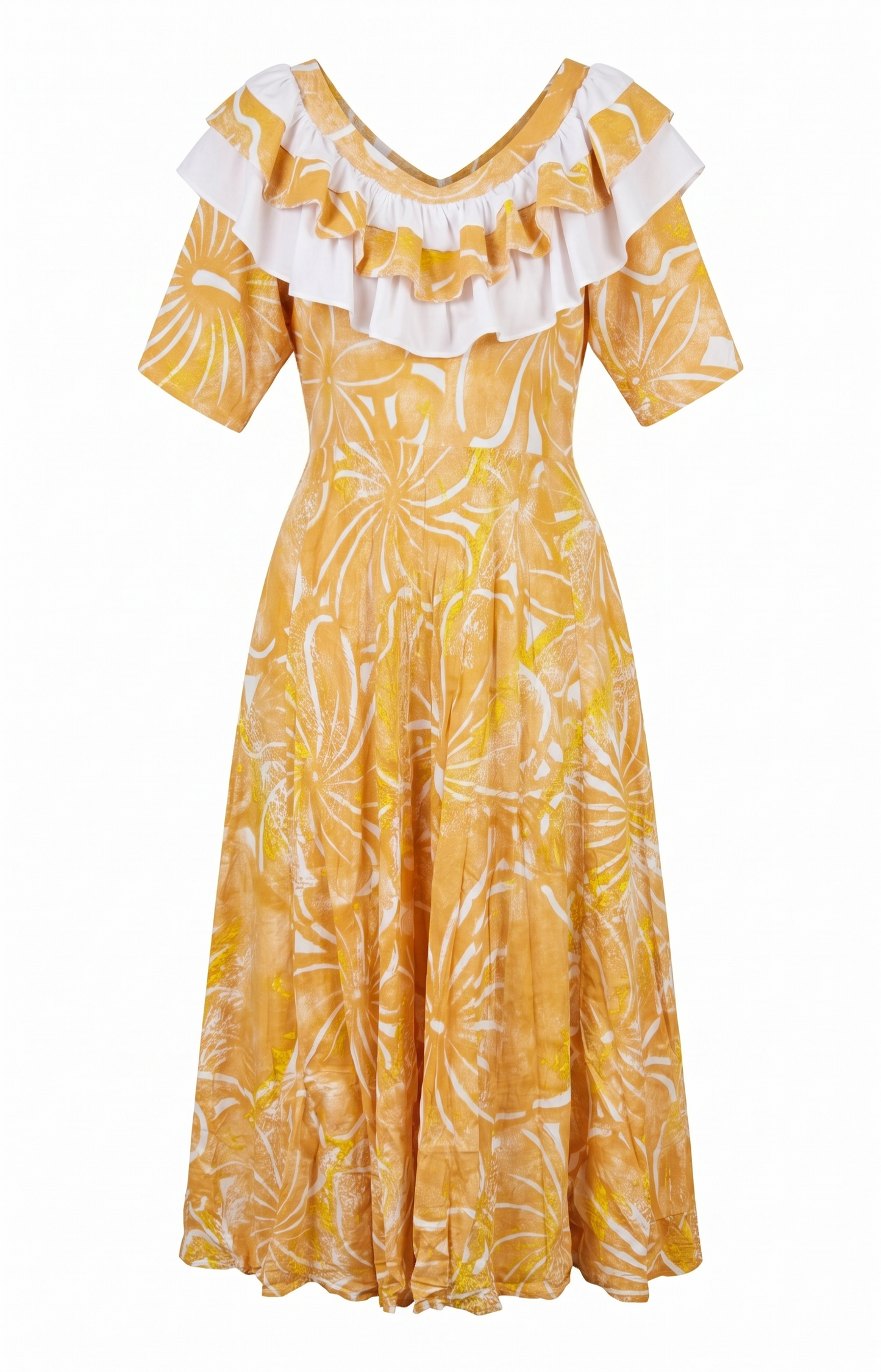 (Size 26) Hand-Painted Frilled-Neck Dress