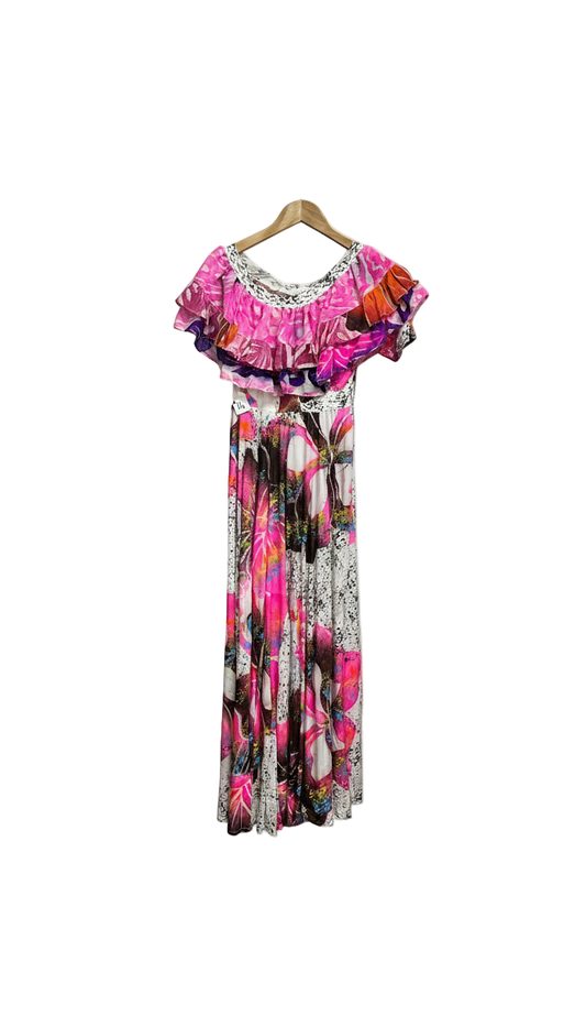Hand-Painted Frilled-Neck Dress