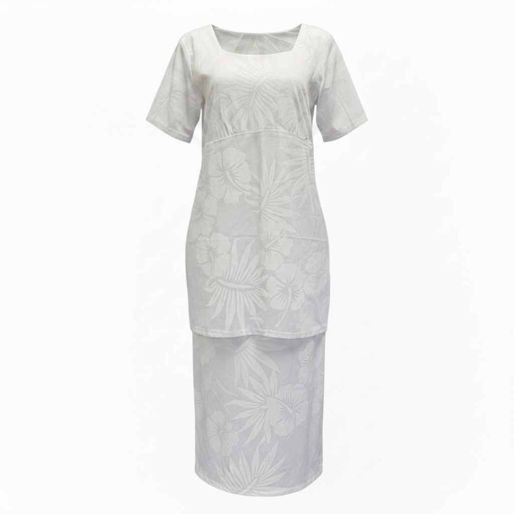 (Size 18) Hand-Painted White Puletasi