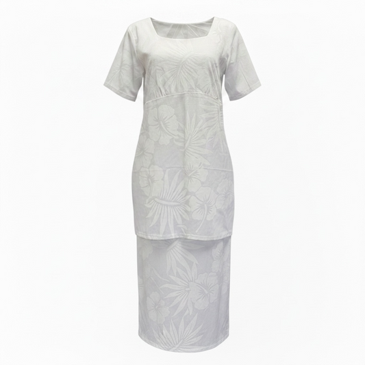 (Size 18) Hand-Painted White Puletasi