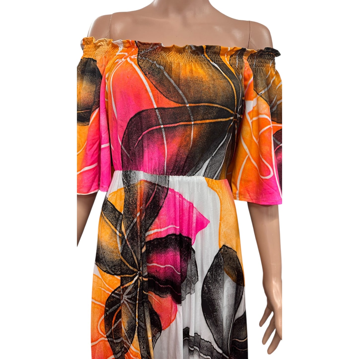 (Size 16) Hand-painted Petal Sleeves Dress