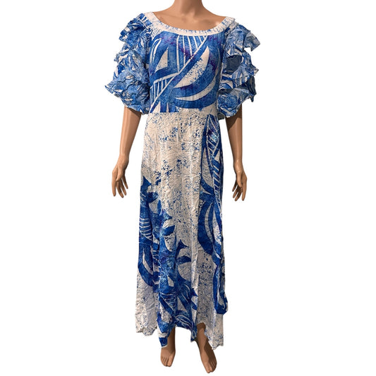 (Size 22) Hand-Painted Triple-Flare Sleeved Dress