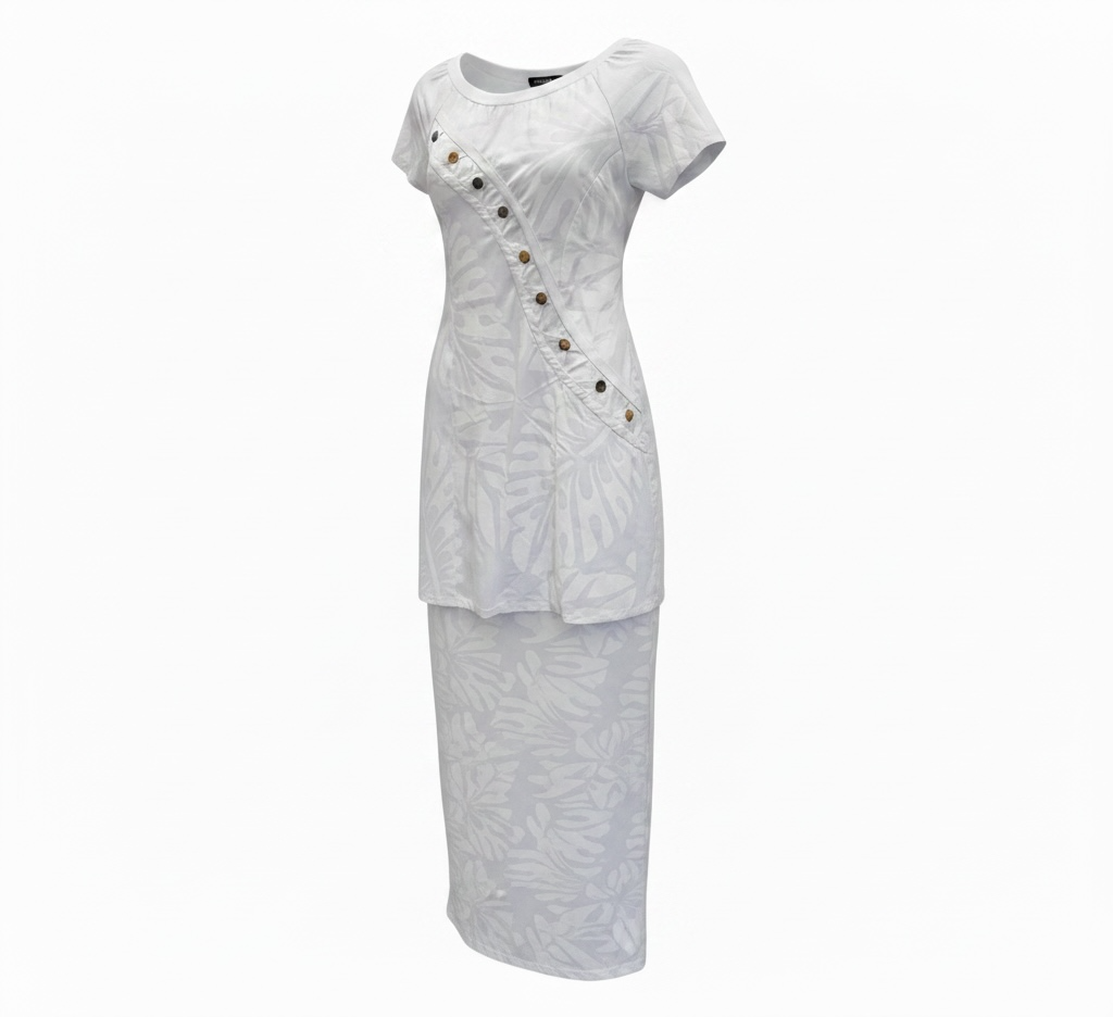 (Size 16) Hand-Painted White Puletasi