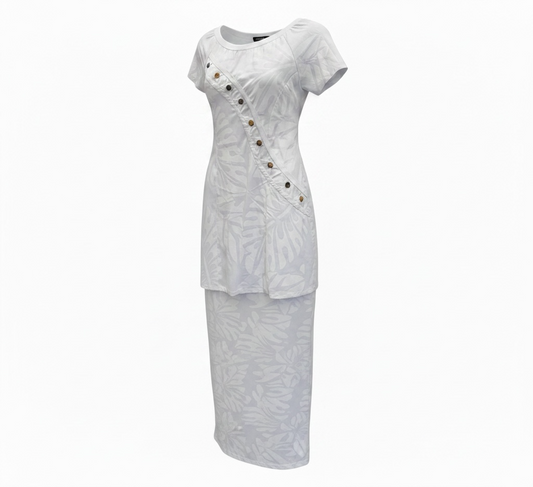 (Size 16) Hand-Painted White Puletasi