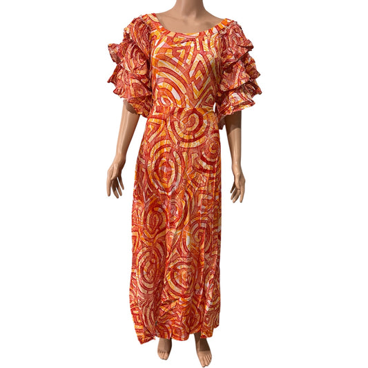 (Size 24) Hand-Painted Triple-Flare Sleeved Dress