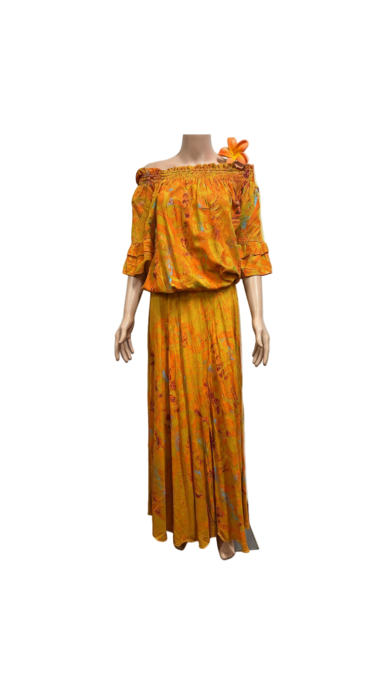 (Size 14) Hand-Painted Waist-band Dress