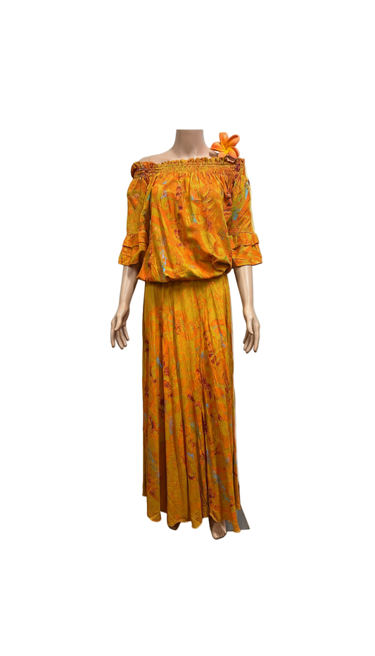 (Size 14) Hand-Painted Waist-band Dress