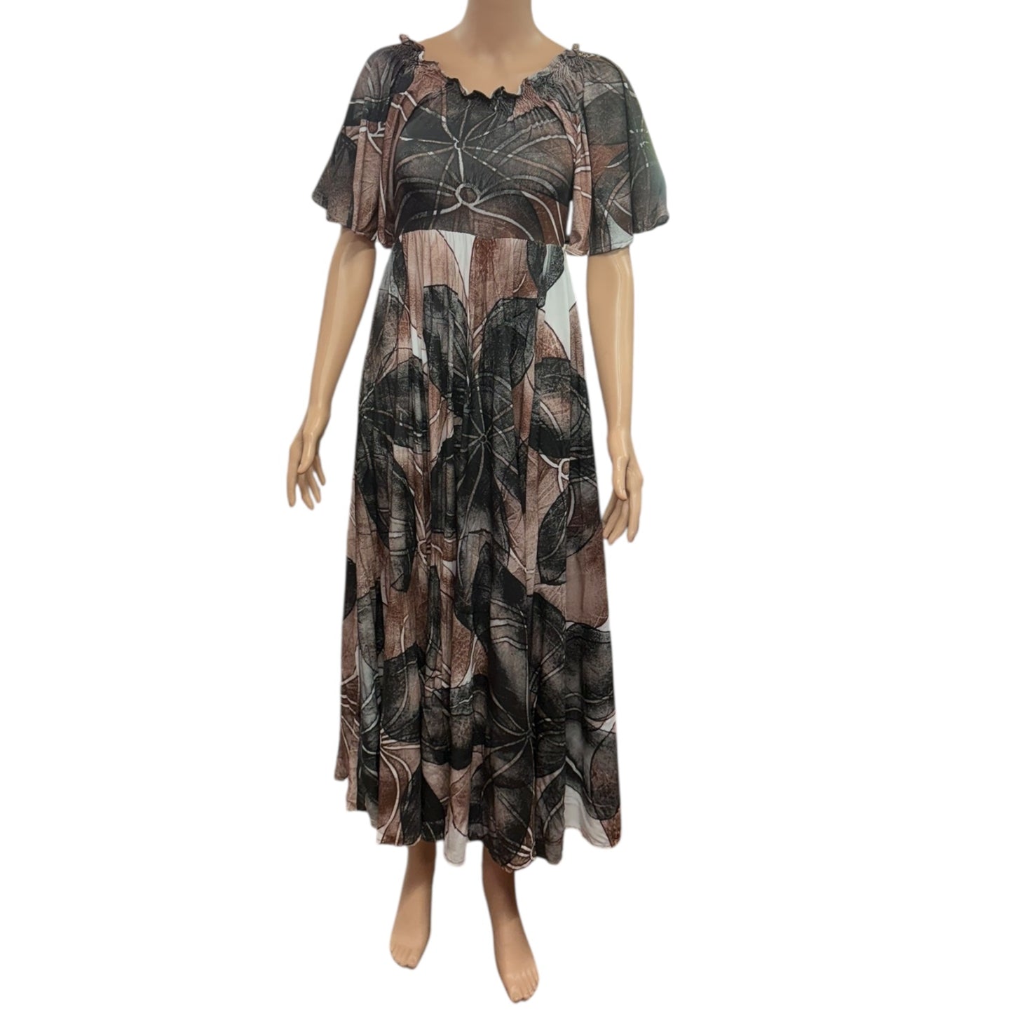 (Size 10) Hand-painted Petal Sleeves Dress