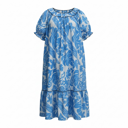 Azure Palm Muumuu Dress