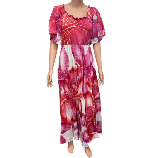 (Size 20) Hand-painted Petal Sleeves Dress