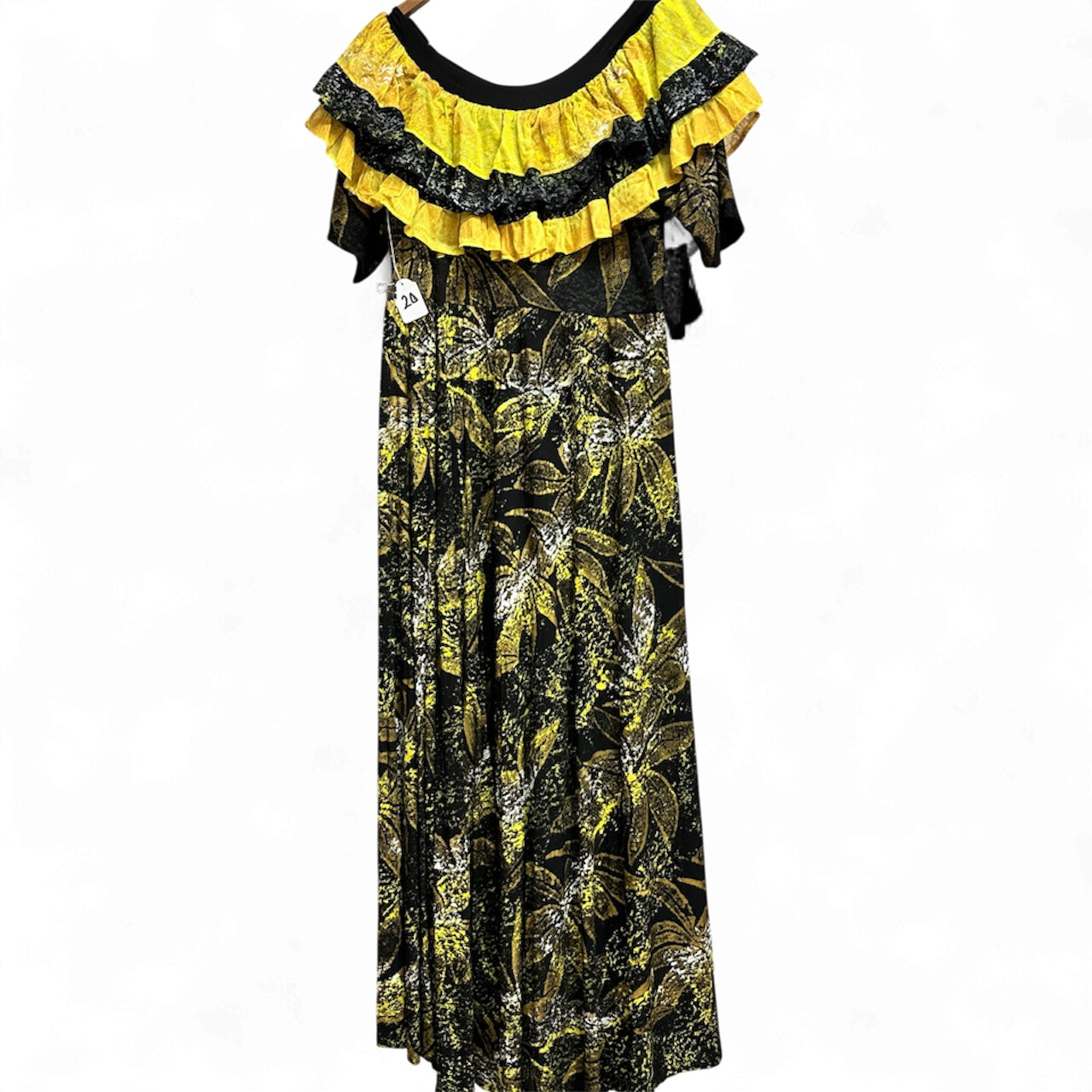 Hand-Painted Frilled-Neck Dress